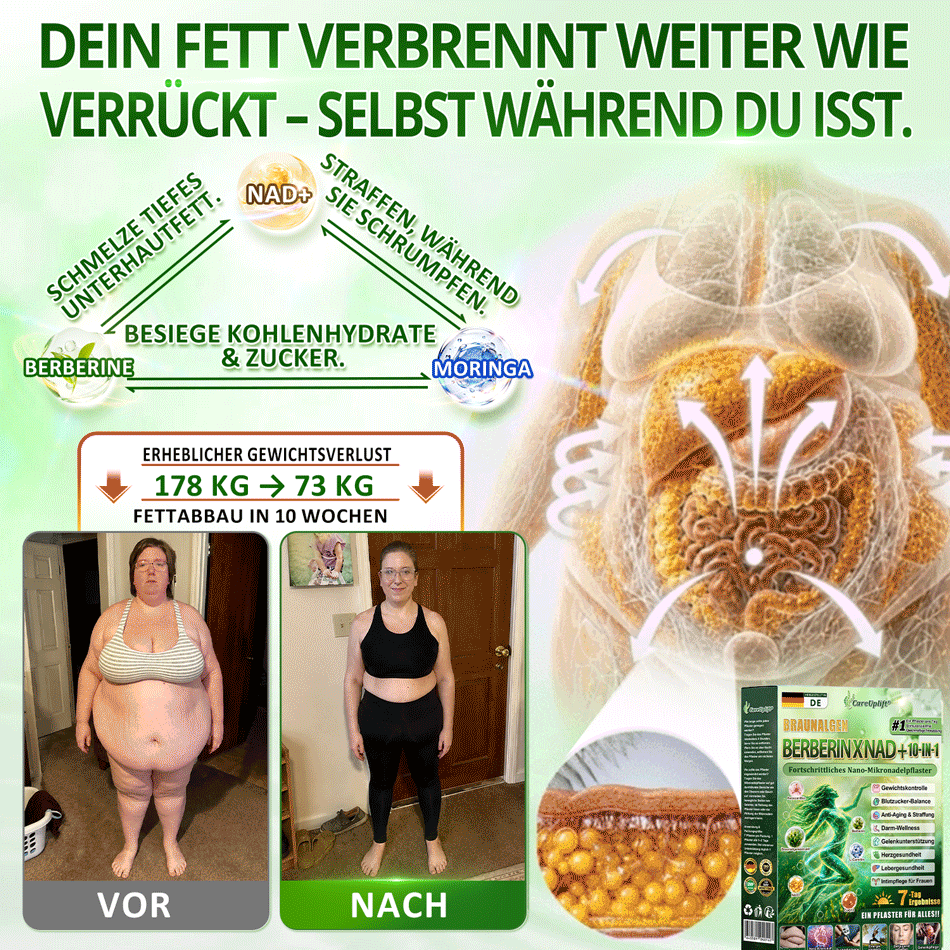 Offizieller Shop | 🍀 CareUplift® Stoffwechsel-Pflaster mit Braunalgenextrakt & Berberin | ✅ 1× täglich | 🔥 Unterstützt Fettabbau & natürliche Gewichtsabnahme