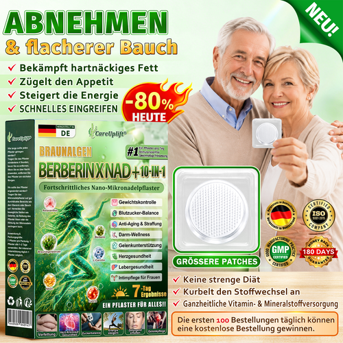 Offizieller Shop | 🍀 CareUplift® Stoffwechsel-Pflaster mit Braunalgenextrakt & Berberin | ✅ 1× täglich | 🔥 Unterstützt Fettabbau & natürliche Gewichtsabnahme