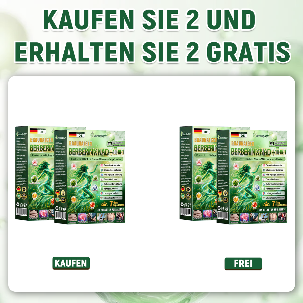 Offizieller Shop | 🍀 CareUplift® Stoffwechsel-Pflaster mit Braunalgenextrakt & Berberin | ✅ 1× täglich | 🔥 Unterstützt Fettabbau & natürliche Gewichtsabnahme